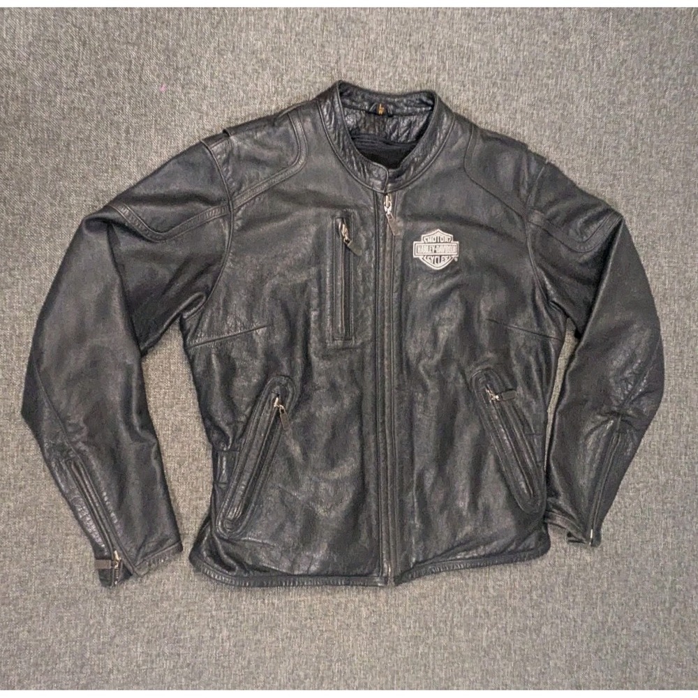 Vintage Harley Davidson Leather Lined Motorcycle Jacket Size Large Women's